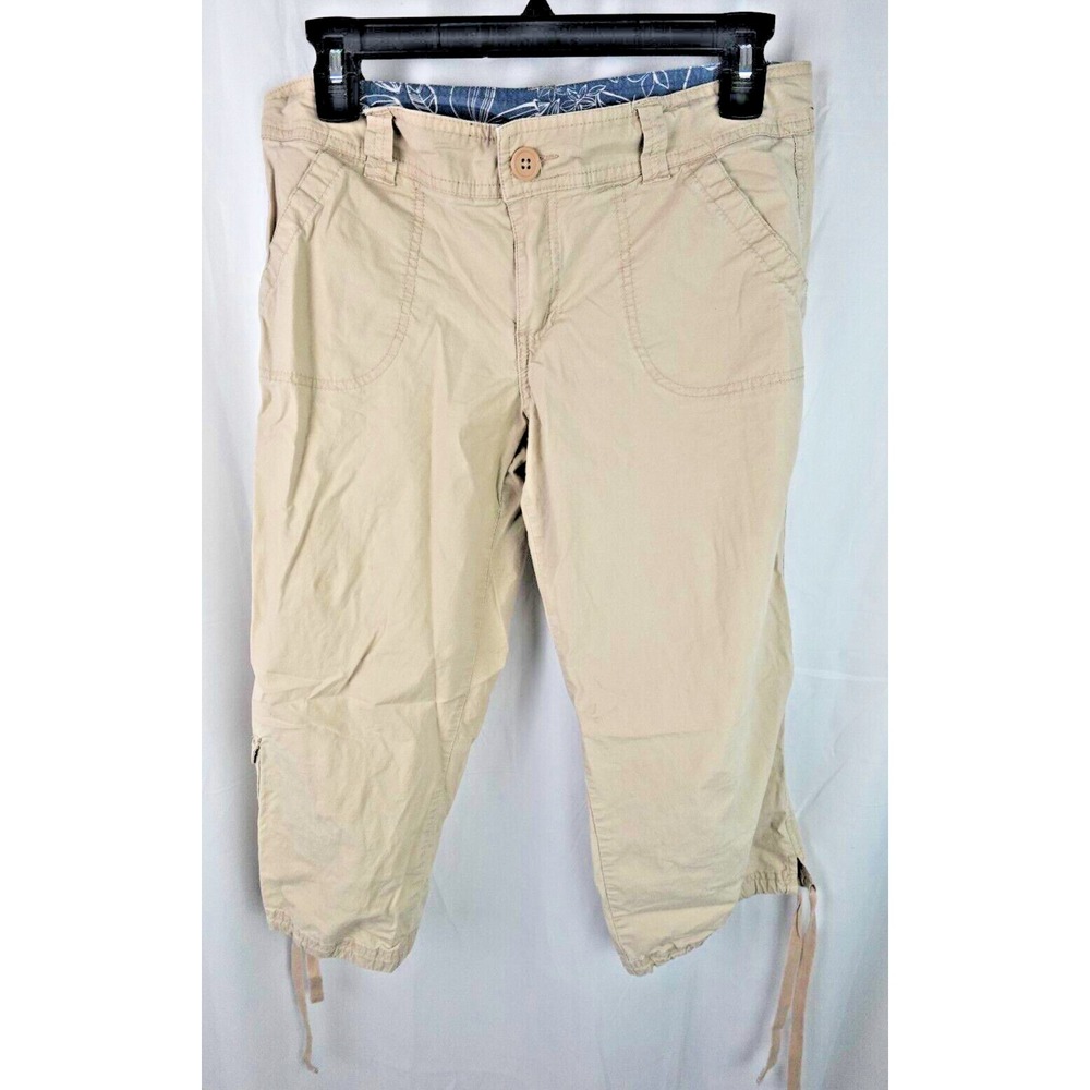 OP‎ Beige Drawstring Hem Cropped Pants Size 7 Women's Outdoor Casual Travel